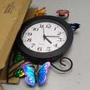Outdoor Clock with Butterfly and Flowers, Butterflies Outdoor Wall Clock Waterproof, Silent No-Ticking Outdoor Clocks for Patio, Living Room, Kitchen, Garden