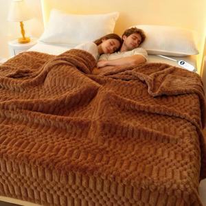 Heated Blanket Full Flannel Blanket, 72"x84"Electric Heating Blanket with ETL & FCC & 12 Heating Levels & Auto Shut OffMachine WashableBrown