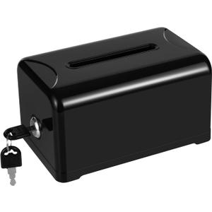 Polmart Tip / Donation / Suggestion / Business Card Collection Box with Lock (Black)