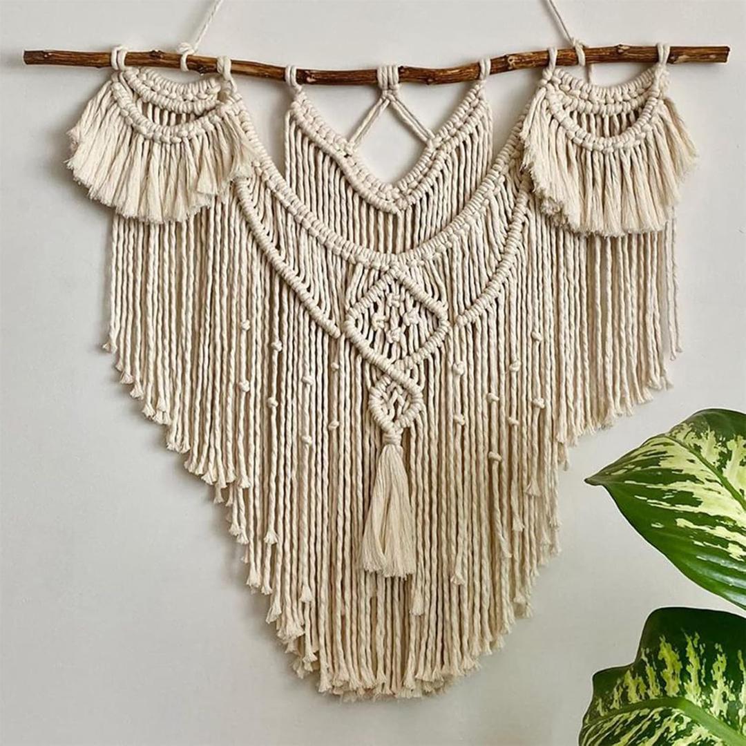 QLBUJ Large Macrame Wall Hanging Natural Driftwood Macrame Tapestry Above Headboard Boho Home Decor for Bedroom Living Room Apartment Wedding Party,32" W X 34" Large