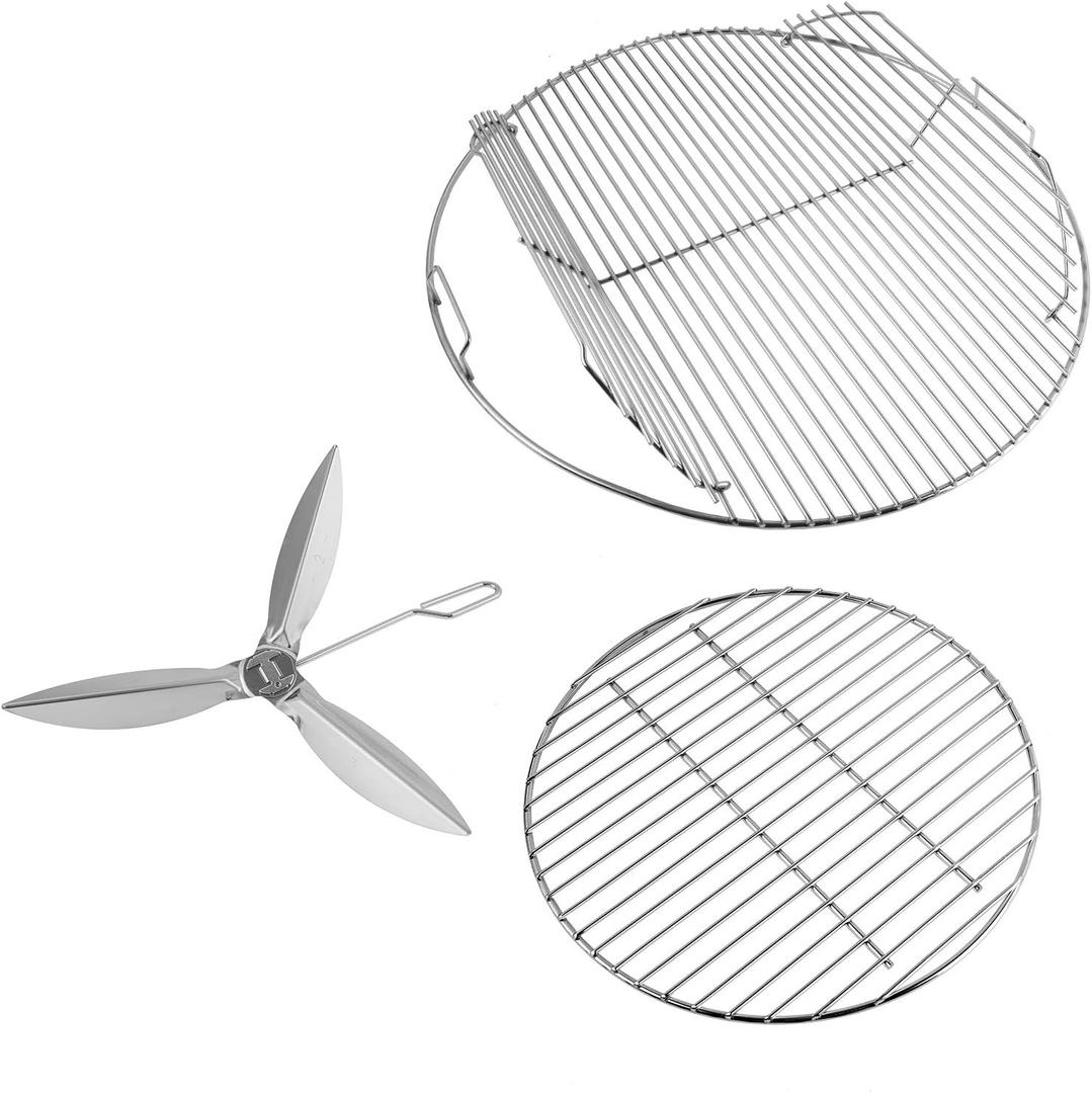 Grill Grates for Weber 22'' 22.5" Charcoal Grill, Cooking Grate Charcoal Grate for Weber 7436 7441 Kettle, Bar-B-Kettle, Master-Touch Grill, One-Touch Cleaning System Kit for We ber 7444