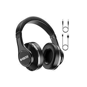 Over Ear Bluetooth Headphones Wireless, Dual 50mm & 6 Drivers, 0.38lb Lightweight Foldable Design, 40H Playtime with ANC Mic, Memory Foam Earpads for Commuting Gym Running Travel-(Black)