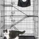 Homey Pet 50 Inch Cat Crates for Indoor Cats, Large 4-Tier Cat Cages Indoor, Collapsible Metal Wire Cat Kennel Big Multi-Level Cat Cage for Adult Cats Kitten Kitty with Hammock, Ramp, 360 Wheels