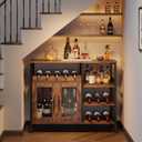 X-cosrack Wine Bar Rack Cabinet with Detachable Wine Rack, Coffee Bar Cabinet with Glass Holder, Small Sideboard and Buffet Cabinet with Mesh Door, Rustic Brown, Large, 37.8"*13.4"*31.1"