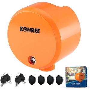 Kohree Heavy Duty Trailer Coupler Lock, RV Trailer Locks fit 2-5/16 inches, 2", 1-7/8" Couplers, Durable Structural Steel Safety Tow Lock with 4 Keys & 4 Dust Covers, Orange