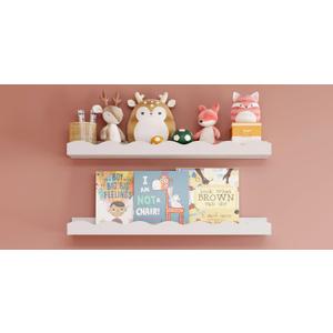 Floating Shelves for Wall Décor 24 Inch Long Set of 2 Nursery Book Shelves Bathroom Shelves Over Toilet Shelf for Books, Plants, Toys, Photo Frames, Picture Ledge-Black