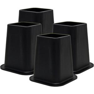 Kings Brand Furniture 6-inch Bed Risers - Set of 4 Black Heavy Duty Stackable Furniture Risers for Under Bed Storage, Desk, Sofa, Couch