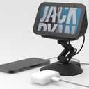 Adjustable Height Stand for Echo Show 5 (3rd Gen) Charger Stand with USB-C & USB Port, Tilt and Swivel Magnetic Table Holder, Compatible with iPhone 13/14, Cell Phone & Earbuds (Black)