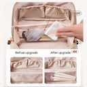 EACHY Travel Makeup Bag,Large Capacity Cosmetic Bags for Women,Waterproof Portable Pouch Open Flat Toiletry Bag Pattern Makeup Bag (F-Brown-Large)