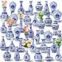 Maxcheck 36 Pcs Small Blue and White Porcelain Vase Mini Chinoiserie Bud