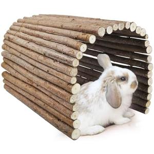 kathson Rabbit Wooden Bridge(20.0 x 11.8 inches),Guinea Pig Wood Tunnel Large Bunny Ladders Small Animal Flexible Hideout for Hamster Chinchillas Guinea Pig Hedgehog and Other Rodents