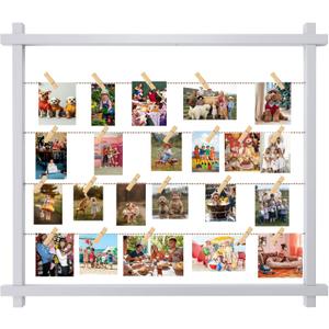 Collage Picture Frame for Nursery,Photo Display Board for Kids,Hanging Pictures Frames with Clips for Kid Graduation Birthday Party,Children Room Wall Decor,Upgraded,Easy To Assemble,(Gray White), Wall Mount