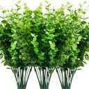 Leyaron 9 Bundles Fake Plants Artificial Boxwood Greenery 63 Stems Fade Resistant Faux Plastic Plants for Garden Farmhouse Porch Patio Window Box Wedding Office Home Indoor Outdoor Decor