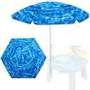 Sweetude Water Table Umbrella (Table Not Included), Kids Seaside Beach Umbrella Picnic Canopy for Summer Toddlers Sand Beach Camping Garden Outdoor Pool Shade Party Supply(Ocean Wave Theme)