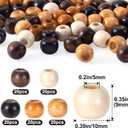 100pcs Large Hole Wooden Craft Beads, 5 Colors Natural Wood Beads for Hair, 9 x 10 mm Vintage Loose Spacer Round Jewelry DIY Beads for Macrame, Bracelets, Handmade Decor