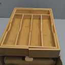 BAMBUROBA Bamboo Kitchen Drawer Organizer,Expandable Silverware Organizer,2 Pack Utensil Holder and Cutlery Tray with 7 Slots,Gadgets Storage Divider,Natural