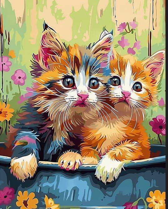 Newsight Paint by Numbers for Adults & Kids & Beginners DIY Acrylic Painting Gift Kits (Cat Couple, 20" Wx16 L)