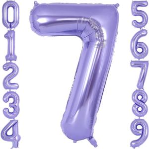 Purple Number 7 Balloon 40 Inch, Big Large Foil Helium Number Balloons, Jumbo Giant Mylar Number 7 Balloons for 7 Year Old Birthday Party Decorations Supplies Anniversary Celebration