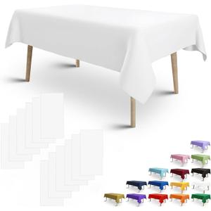 FULDGAENR Plastic Tablecloth, Disposable White Table Cloth 54x108 Inch for 6-8 Foot Rectangle Table Indoor/Outdoor Parties Birthdays Weddings Anniversary - 1 Pack