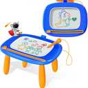 Kikidex Toddlers Toys Age 1-3, Magnetic Drawing Board, Toddler Girl Toys for 1-2 Year Old, Doodle Board Pad Learning and Educational Toys for 1 2 3 Year Old Baby Kids Birthday Gift (Dark Blue)