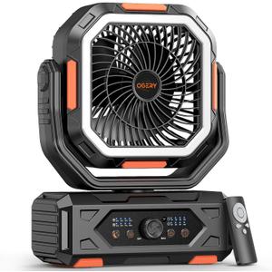 OGERY 2025 Upgraded Camping Fan, Portable Rechargeable Fan with 20000mAh Battery Powered, Stronger Wind, Stepless Speed Regulation, Fast Charging for Tent, Travel, Car, Outdoor Camping Essentials