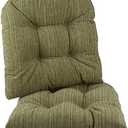 Klear Vu Gripper Overstuffed Universal Non-Slip Dining Chair Cushions for Kitchen Decor or Office Use, U-Shaped Skid-Proof Seat Pad, 17x17 Inches, 2 Count (Pack of 1), Chenille Green