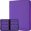 9 Pocket Card Binder,360 Pockets Trading Card Holder Book, Premium PU Cover Zip Folder Binder,Side Loading Carrying Case Binder Album for TCG,MTG,Sports Cards,Game Cards (Purple)