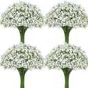 Waipfaru 25 Pcs Babys Breath Artificial Flowers Bulk, Real Touch Fake White Babies Breath Flowers, Faux Gypsophila Bouquet for Wedding Home Decor Floral Arrangement