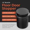NYCO - Floor Door Stopper Chrome Door Stop - Classy Solid Steel Modern Heavy Duty Door Stoppers - Floor Mount Anchor Screw - Wall Protector for Commercial Door (1.5 Inch Black Finish)