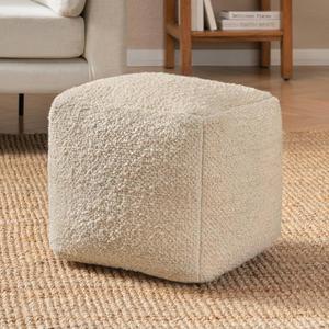 Anji Mountain Pouf Ottoman Foot Rest, Handmade Ottoman Pouf, Comfortable Foot Stool, Decorative Floor Seating for Living Room Decor, Bedroom & Home Dcor Accent - Ivory