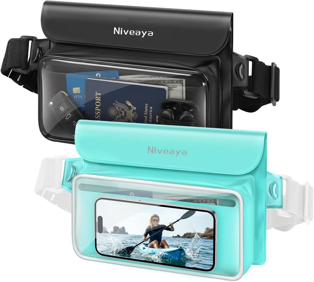 Niveaya IPX8 Waterproof Fanny Pack for Men Women, Large Capacity Touch Screen Dry Bag for Kayaking, Paddle Boarding, Waterpark & Swimming Essentials, Adjustable Waist Strap Pouch for Cell Phone