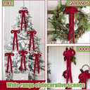 2 x Hoteam 6 Pcs Rustic Faux Fur Christmas Swag Bows 23" x 15" Vintage Large Furry Christmas Wreath Bow for DIY Xmas Staircase Tree Door Garland Fireplace Indoor Outdoor Decorations Craft(Burgundy)