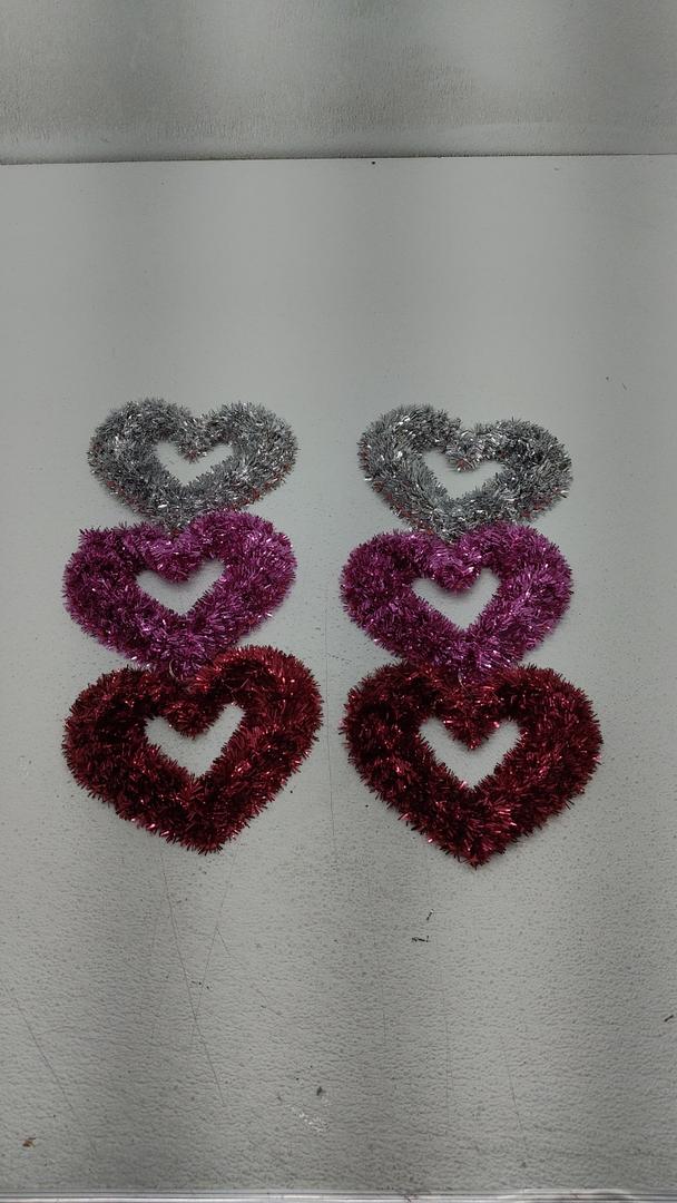2-pk three Valentine hanging hearts 18 in