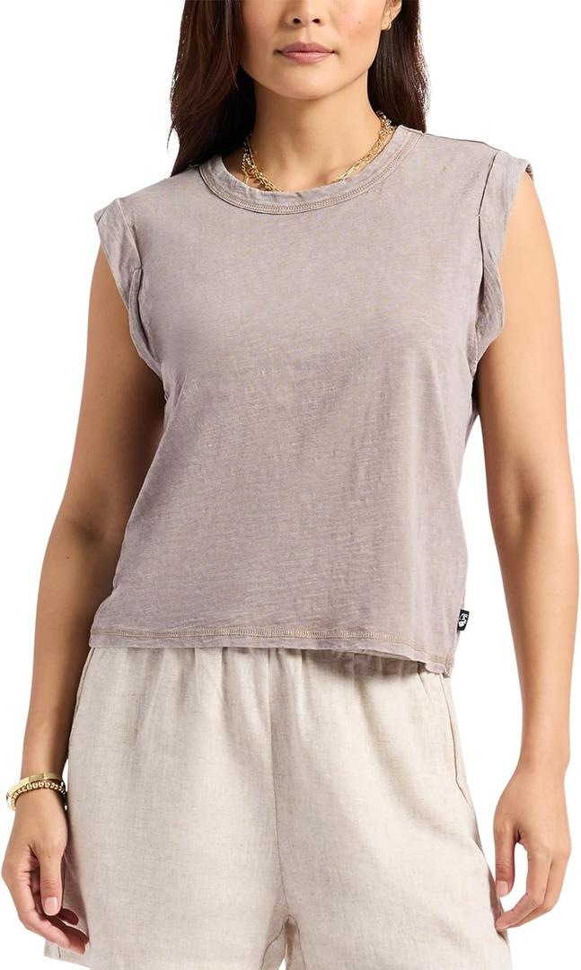 Buffalo David Bitton Women's Elayne Tank Top Sleeveless Tee (Medium, Driftwood)