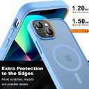 Hualele Magnetic for iPhone 14 Case & iPhone 13 Case,Compatible with MagSafe, Military Grade Dropproof Translucent Matte Hard Back Soft Edge Slim Phone Case iPhone 13/14, Peak Blue