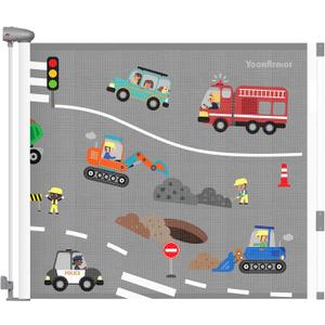 YooxArmor Retractable Baby & Dog Gate | 34" Tall | Extends to 71" Wide | Safety Mesh Gate for Stairs, Indoor/Outdoor, Doorways & Hallways