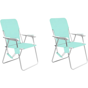 SunnyFeel Lightweight Folding Beach Chair - Heavy-Duty 300lb Capacity with Cup Holders & Retro Design for Adults, Portable Lawn Chair, Foldable Camping Chair for Outdoor Relaxation (Misty Teal)