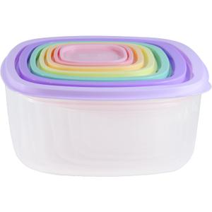 Plastic Multicolor Salad Bowl Set,Microwave and Dishwasher Safe,Ideal for Baking, Prepping, Cooking and Serving Food (Set of 7) (Purple-Square)