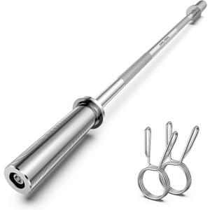 Olympic Barbell Bar 55", 2In-Weight Lifting Bar Standard Straight Barbell Bars for Bench Press/Hip Thrusts/Biceps/Lunges/Squat/Strength-Training Home Gym Weight Bar, 2 Collars(500lb Capacity) (Silver)