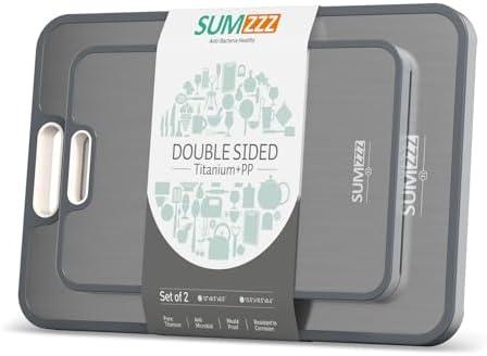 Titanium Cutting Board Double Sided Food Grade, Pure Titanium/PP for Kitchen, Cutting Board Easy to Clean[15.5”*10.5”+12”*8.5”]