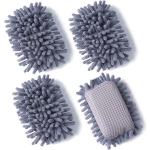4 Pieces Microfiber Shag Whiteboard Eraser Shag Washable Dry Eraser Board Eraser for Chalk, Classroom Teacher Supplies, Home and Office (Grey)