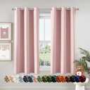 MIULEE Baby Pink Blackout Curtains for Girls Bedroom Living Room 68 Inches Long 2 Panels, Nursery Thermal Insulated Room Darkening Drapes Solid Grommet Top Noise Reducing Window Curtains 40x68 Inch