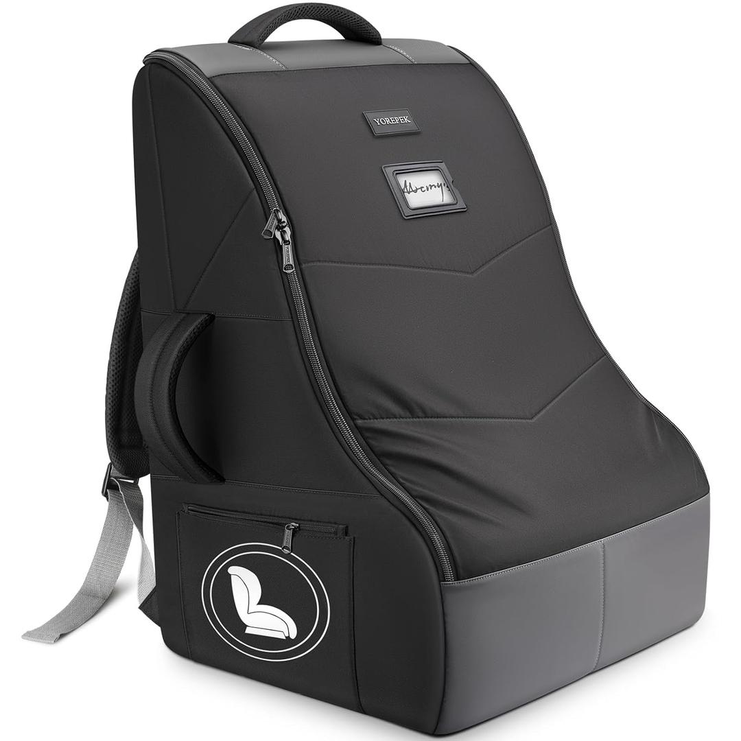 YOREPEK Padded Car Seat Travel Bag for Airplane Travel Compatible with Chicco, Britax, Nuna Rava, Sturdy Car Seat Backpack for Airport with Wear-Resistant Bottom, Large Carseat Cover for Baby Travel (Black)