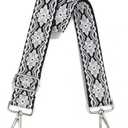 Wide Purse Strap Adjustable Replacement Crossbody Bag Strap Silver Hardware Shoulder Straps (Silver Hardware-single-black White Grey-122)