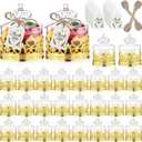 30 Sets Mini Crown Candy Boxes with Thank You Tags and Twine Plastic Candy Storage Boxes for Wedding Baby Shower Princess Birthday Party Supplies(Gold and Clear,Crown Style)