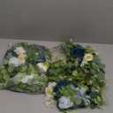 Waipfaru 2Pcs Artificial Eucalyptus Garland with Flowers 6.07Ft, Wedding Table Decorations, Floral Rose Garland for Centerpieces Backdrop Wall Flower Vines for Room Decor (Dusty Blue) (2 Pack)