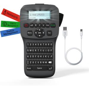 Label Maker Machine with-Tape, Industrial Label Makers Bluetooth, Heat Shrink Label Maker Waterproof-Labels, LM1600 Handheld Labeling Machine Rechargeable Cable Electrician Portable Labeler Backlit