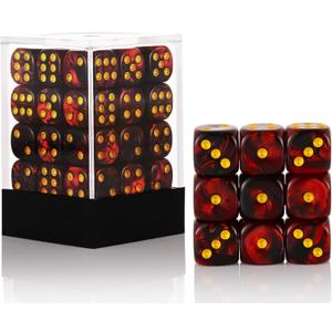 36 of Pack 12MM 6 Sided MINI Dice Set, Two Colours D6 Game Dice Set, 6 Sided Standard Dices for Yahtzee, Bunco or Teaching Math, with Portable Plastic Box(Dark Red+Black)
