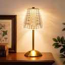 Nusogon Rechargeable Cordless Table Lamp, Touch Control Crystal Desk Lamp with 3500mAh Battery, 3 Color Dimmable LED Small Lamp for Bedroom Bedside Restaurant Kitchen Home Decor