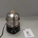 Hard Boiled Egg Cooker - CACHOO 14-Egg Rapid Stainless Steel Egg Boiler with 30-Min Timer & Auto Shut Off, Compact Electric Vegetable Steamer for Cooking, Dishwasher Safe, Black (2-Tier)